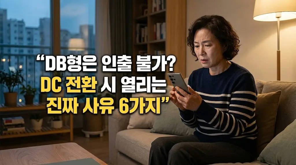 퇴직연금 DB형 중도인출 불가 사실 스마트폰으로 확인하는 50대 직장인 썸네일