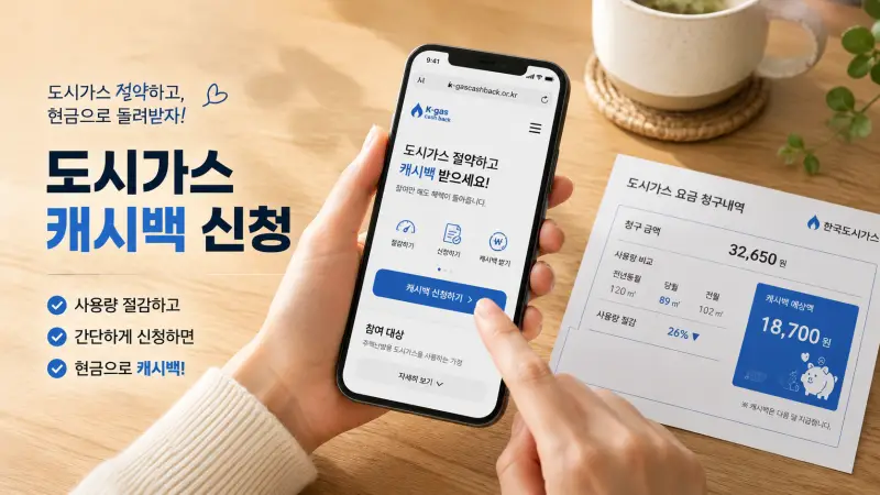 도시가스 캐시백 신청방법 k-gascashback 홈페이지 PC 모바일