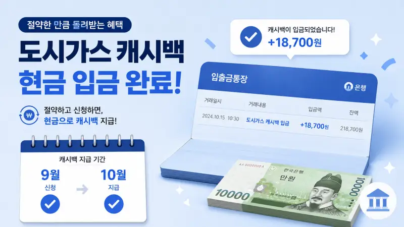 도시가스 캐시백 지급일 2026년 일정 계좌 입금